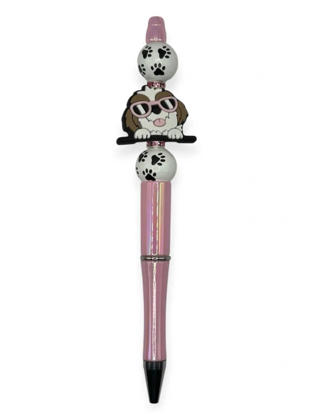 Dog Theme Beaded Pen in Iridescent Pink